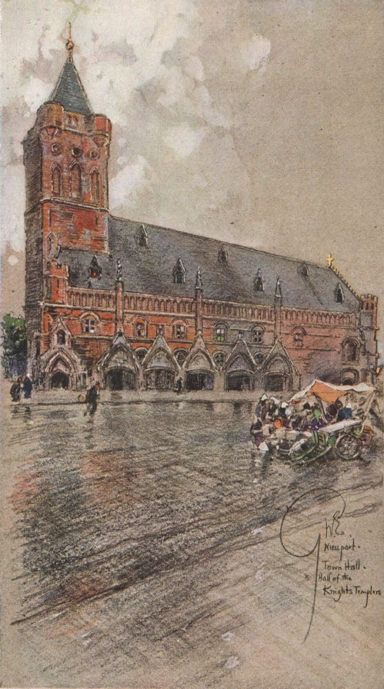 NIEUWPOORT. The Town Hall-Hall of the Knights Templar. Belgium 1916 old print